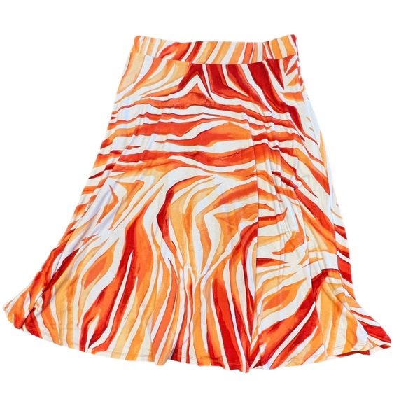 Tommy Bahama Dresses & Skirts - Tommy Bahama Womens Midi Stretch Skirt Zebra Pull-on Heat Orange, Size Medium